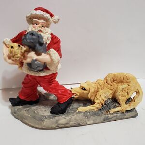 Vintage 6" Tall Santa w/ Scraggly Dog and Puppies Figure